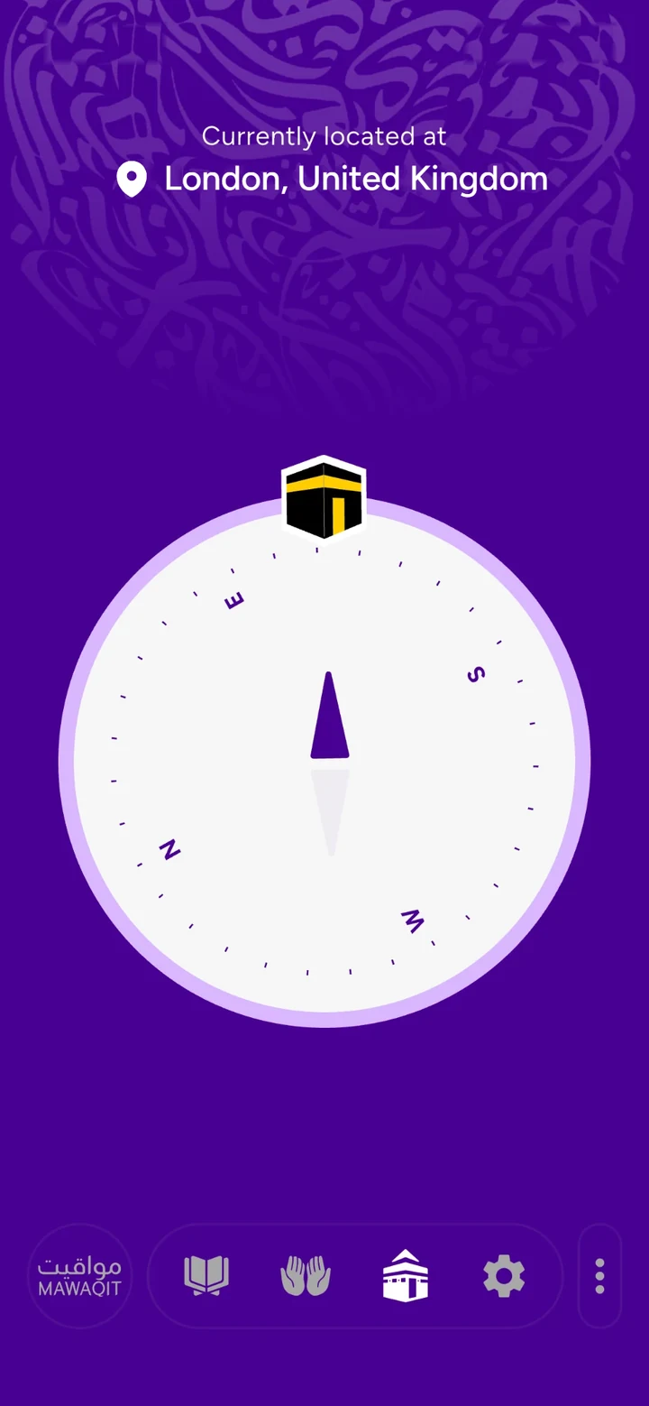 MAWAQIT app: the Qibla compass, in London